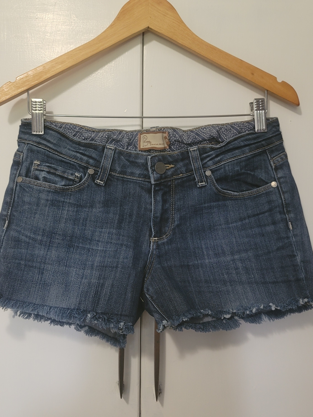 PAIGE Blue Denim Cutoff Shorts